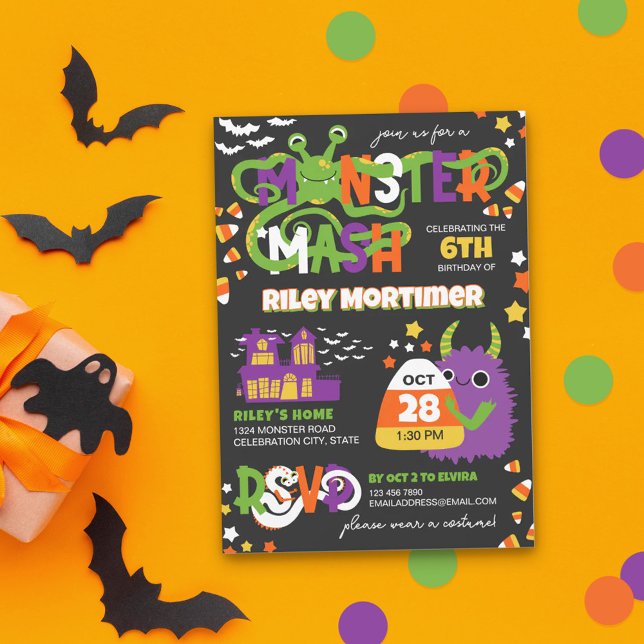 Invitation Monster Mash Typographie Enfants Halloween Anniver (Créateur téléchargé)