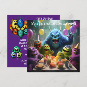 Invitation Monster Thème Enfants Halloween fête d'anniversair