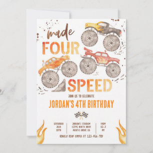 Invitation Monster Truck a fait quatre vitesses 4e anniversai