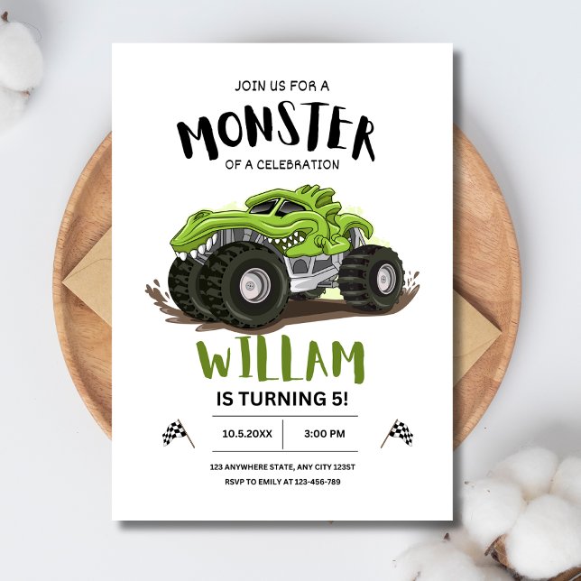 Invitation Monster Truck Anniversaire Invitation, Garçons Ann (Créateur téléchargé)