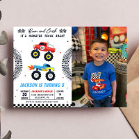 Monster Truck Bash Boy Anniversaire Photo Invitati
