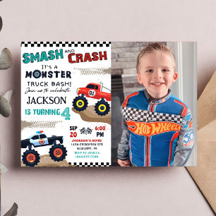 Invitation Monster Truck Boy Racing Anniversaire Photo Invita