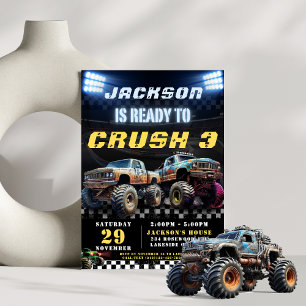 Invitation Monster Truck Boys fête d'anniversaire