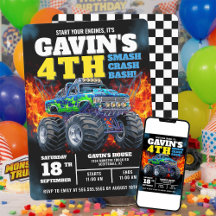 Monster Truck Cool Bleu 4e anniversaire Personnali