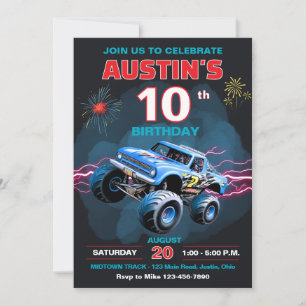 Invitation Monster Truck Enfants Anniversaire
