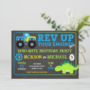 Invitation Monster Truck et Anniversaire de Dinosaure en Comm