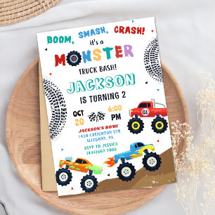 Invitation Monster Truck Racing Car Anniversaire de enfant In