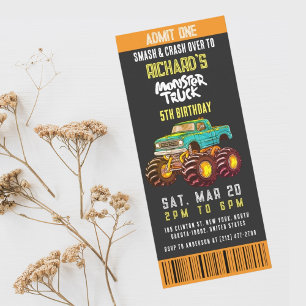 Invitation Monster Truck Smash et Rev Anniversaire de enfant 