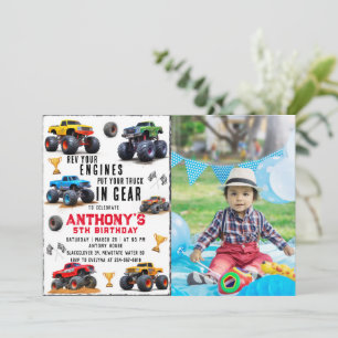 Invitation Monster Truck Team Anniversaire Avec Photo