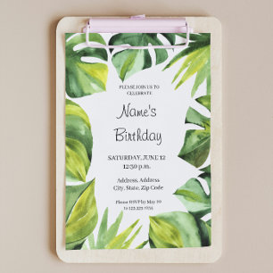 Invitation Monstera Tropical Jungle Anniversaire Fête Invitat