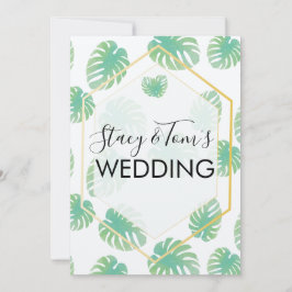 Invitation Monstera Tropical Main Tirée Botany Mariage Earthy