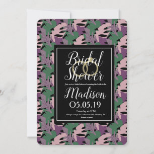 Invitation Monstera Tropical Violet Faux Mariage de Rêve