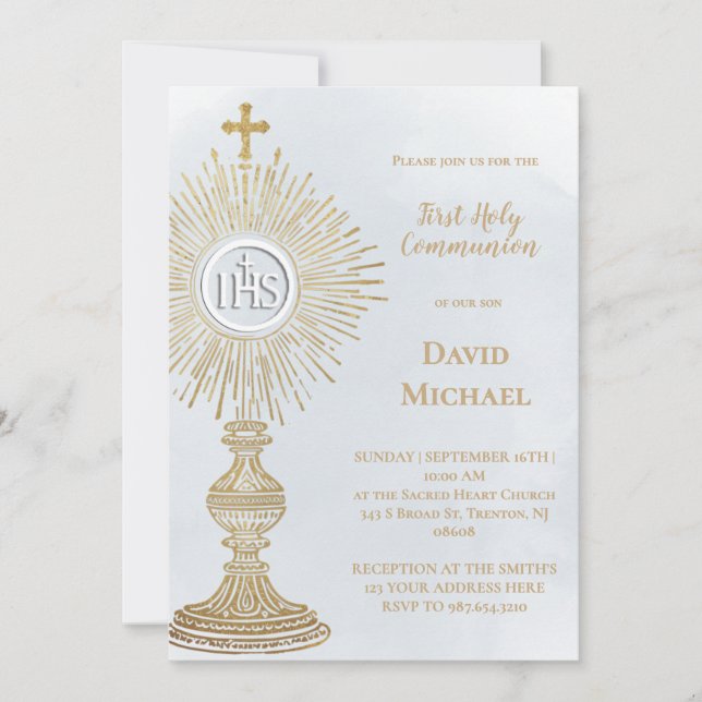 Invitation monstrance design First Holy Communion (Devant)