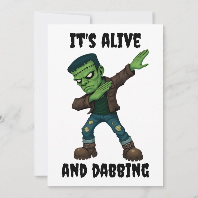 Invitation Monstre pointu est vivant et dabs pour Halloween (Devant)