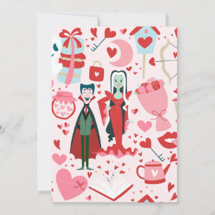 Invitation monstre rose valentin vampire fantôme