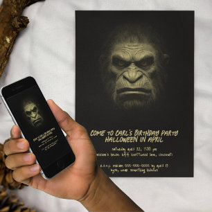 Invitation Monstre Singe Ombre Sombre Fête d'anniversaire Hal