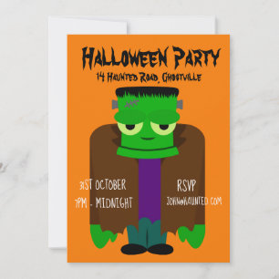 Invitation monstre vert de fête d'Halloween