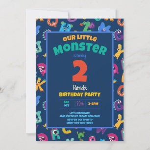 Invitation Monstres de l'alphabet Anniversaire Petit Monstre 