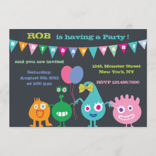 Invitation Monstres heureux - fête d'anniversaire