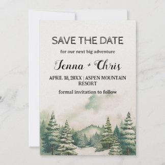 Invitation Montagne minimaliste rustique d'hiver Sauvez la da