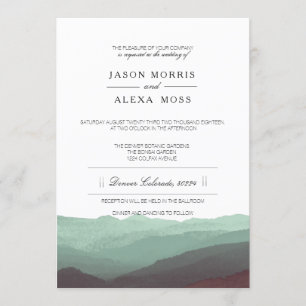 Invitation Montagnes aquarelles   Mariage élégant