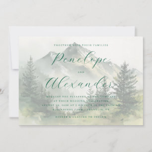 Invitation Montagnes aquarelles vertes tranquilles