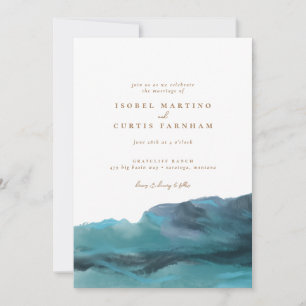 Invitation Montagnes Bleues Modernes Mariage