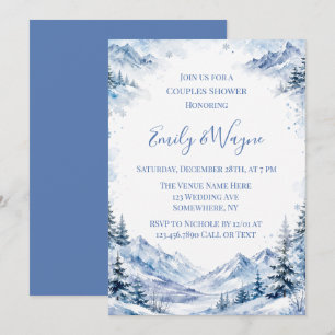 Invitation Montagnes Couples Douce Neige Aquarelle