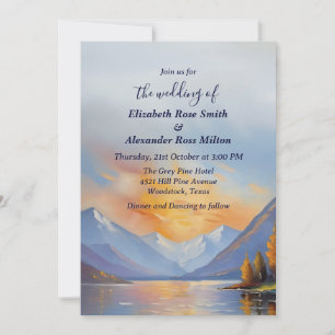 Invitation Montagnes couvertes de neige et mariage du lac