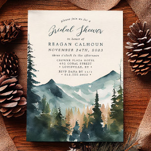 Invitation Montagnes Et Pins Calligraphie Baby Shower Mariage