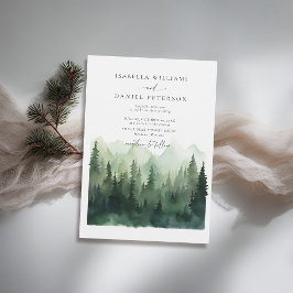 Invitation Montagnes Forêt Scène Rustique Mariage extérieur