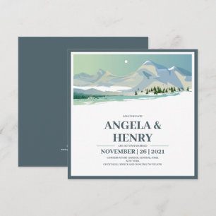 Invitation Montagnes Rustiques Modernes Paysage Sauvez La Dat