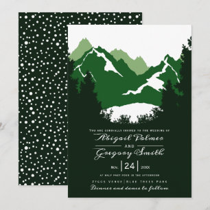 Invitation Montagnes vertes et conifères mariage