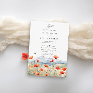Invitation Montagnes Woods Rustic Popppy Fleur sauvage Mariag