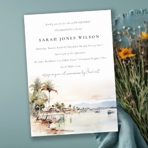 Invitation Montego Bay Jamaïque Aquarelle Paysage Anniversair