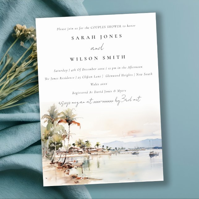 Invitation Montego Bay Jamaïque Paysage Couples douche (Créateur téléchargé)