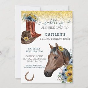 Invitation Monter À Cheval Amoureux Tournesol Anniversaire  