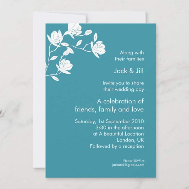 Invitation Monter haut (blanc sur sarcelle) 5x7 (Devant)