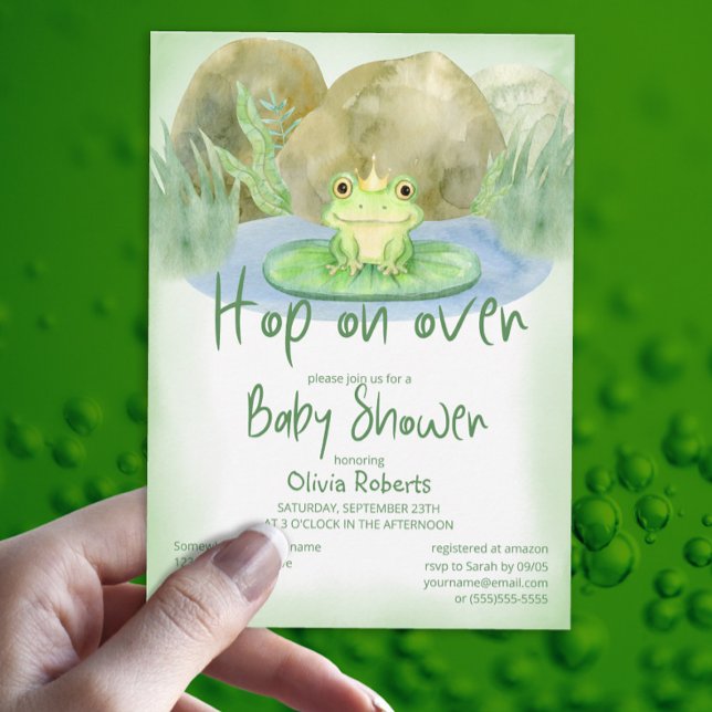 Invitation Monter sur l'aquarelle Princess Frog Baby shower (Créateur téléchargé)