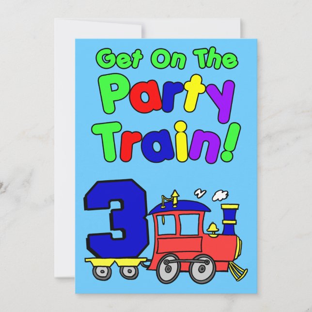 Invitation Montez En Train De Fête 3 Ans (Devant)