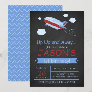 Invitation Montez et partez en avion Chalkboard fête d'annive
