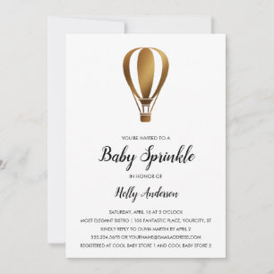 Invitation Montgolfière dorée lisse pour Baby Sprinkle Simple