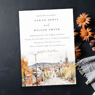 Invitation Montpelier City Scape Vermont Watercolor Mariage