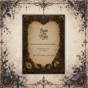 Invitation Montre à engrenages Steampunk gothique Mariage