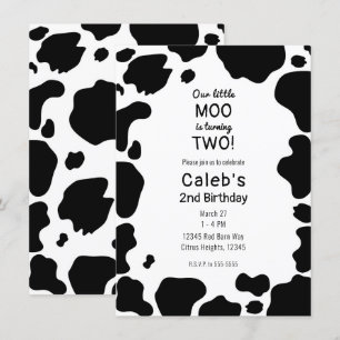 Invitation Moo Cow Spots Imprimer Black & White Anniversaire 