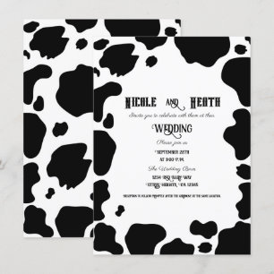 Invitation Moo Cow Spots Imprimer Mariage campagnard noir et