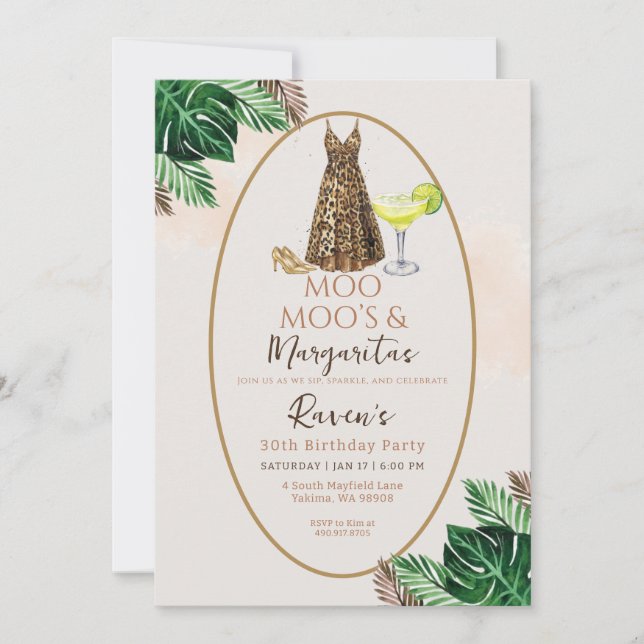 Invitation Moo Moo's & Margaritas Birthday (Devant)