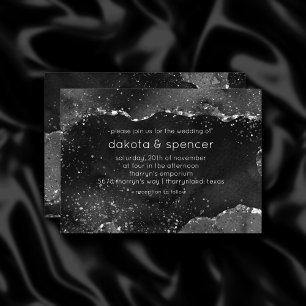 Invitation Moody Agate Onyx Black Silver Vampy Goth Parties