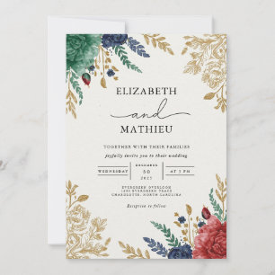 Invitation Moody Autumn Botanical Flourd Mariage