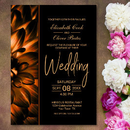 Invitation Moody Black Gold Floral Mariage